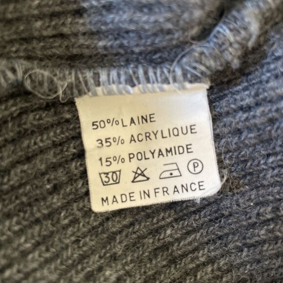 Vintage T Hopper’s Sweater M‎ Wool Blend Gray Full Zip Fishermans Made In France - Picture 6 of 6